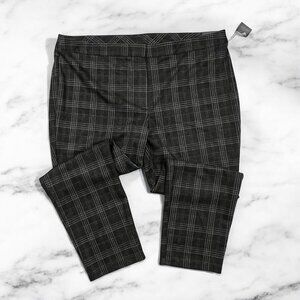 Worthington Dress Pants Size 22W Gray Plaid Ultra Stretch Ponte Straight Leg